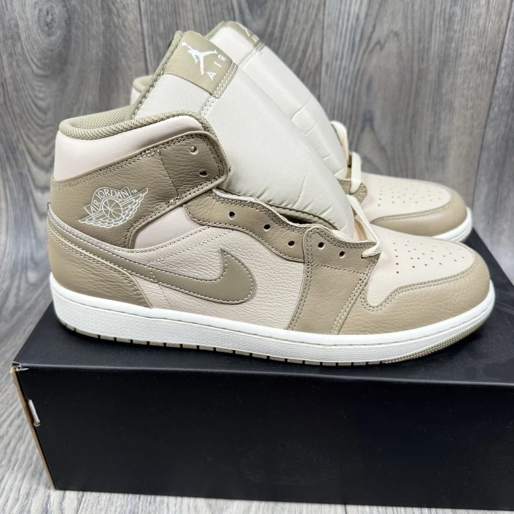 NEW Men's Air Jordan 1 Mid Legend LT Brown/Khaki-Phantom Size 12